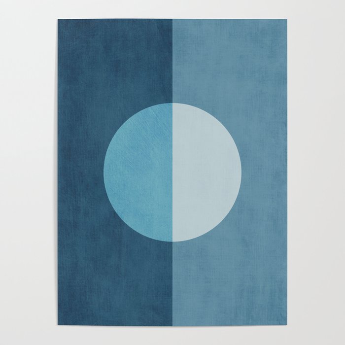 Deep Blue Geometric Moon Artwork Poster Gallery Image 1