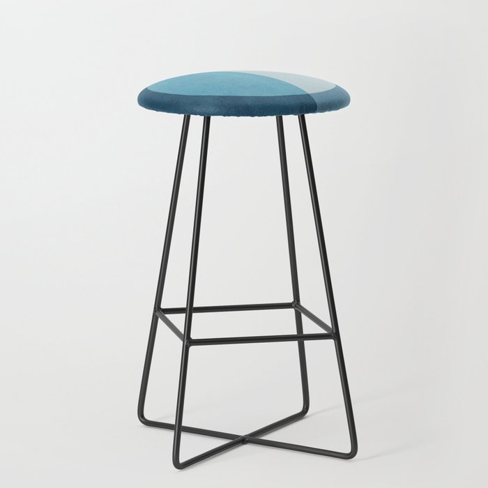 Deep Blue Geometric Moon Artwork Stool Gallery Image 1