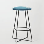 Deep Blue Geometric Moon Artwork Stool Gallery Image 1