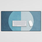 Deep Blue Geometric Moon Artwork Desk Mat Gallery Image 1