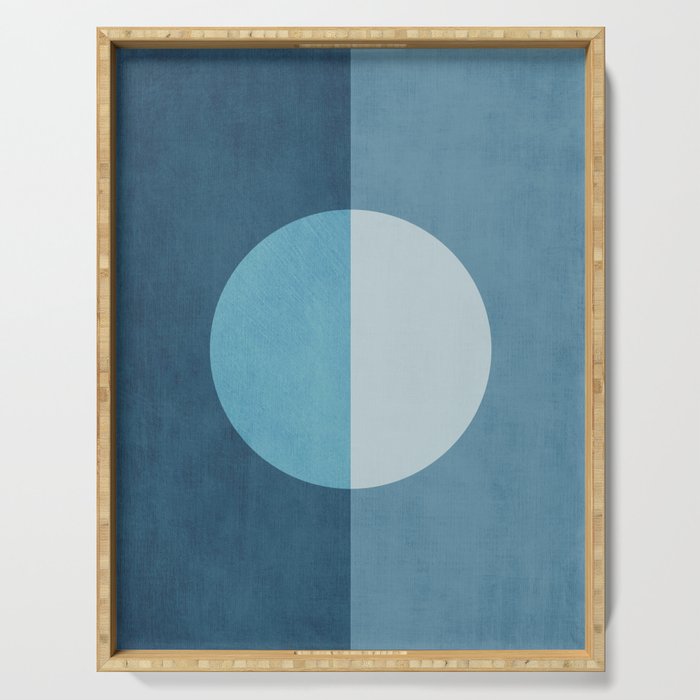 Deep Blue Geometric Moon Artwork Serving Tray Gallery Image 1