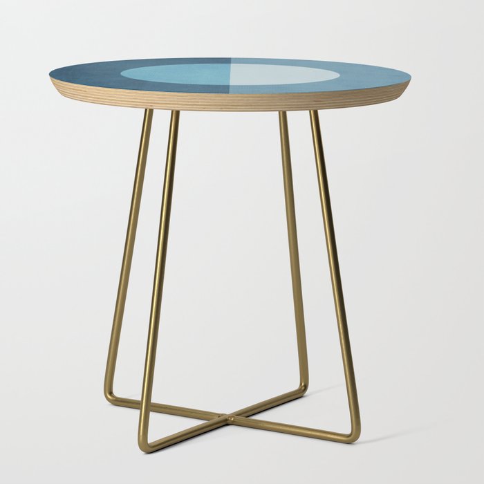 Deep Blue Geometric Moon Artwork Side Table Gallery Image 1