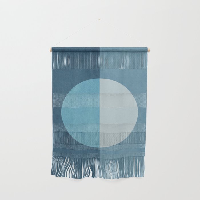 Deep Blue Geometric Moon Artwork Wall Hanging Gallery Image 1