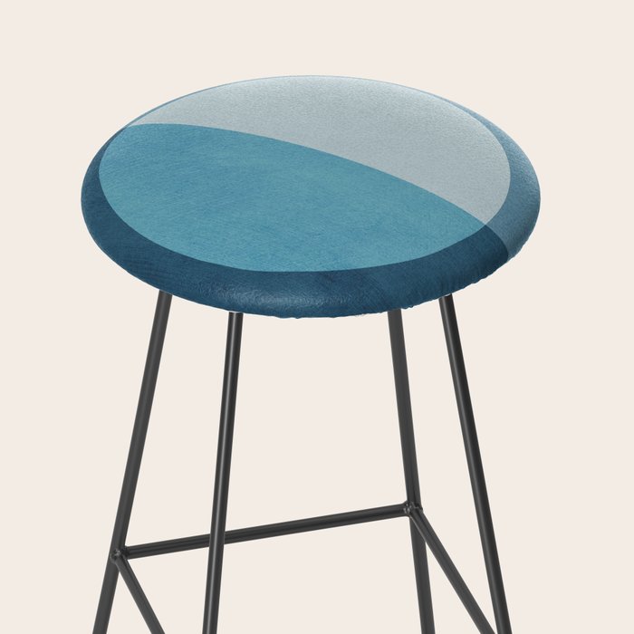 Deep Blue Geometric Moon Artwork Stool Gallery Image 2