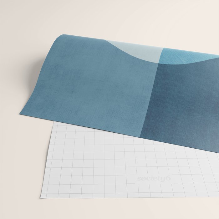 Deep Blue Geometric Moon Artwork Wrapping Paper Gallery Image 2