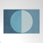 Deep Blue Geometric Moon Artwork Welcome Mat Gallery Image 1