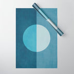 Deep Blue Geometric Moon Artwork Wrapping Paper Gallery Image 1