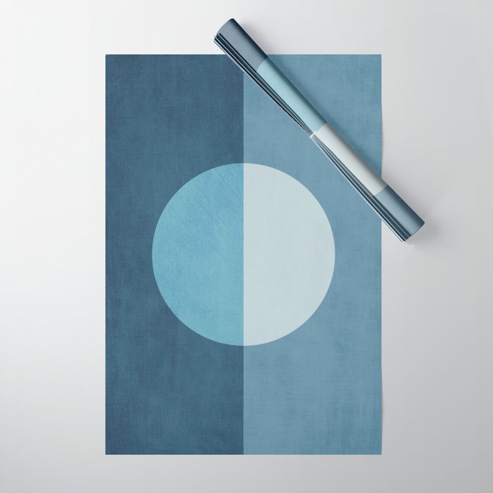 Deep Blue Geometric Moon Artwork Wrapping Paper Gallery Image 1