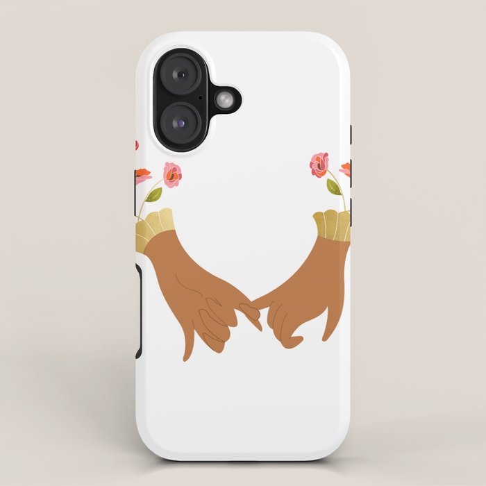 Pinky Promise | Valentine's Day Love Friendship | Floral Botanical Join Hands Forever  iPhone Case Gallery Image 1