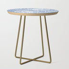 Doves and Flowers Bird Art White on Blue Side Table Gallery Image 1