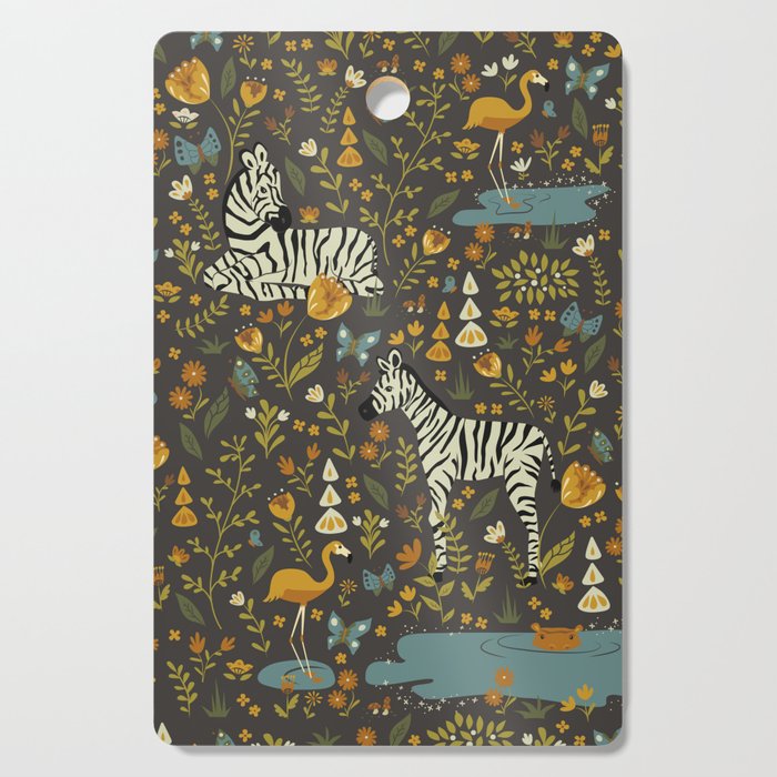 Zebras in Wild Fall Garden Cutting Board Gallery Image 1