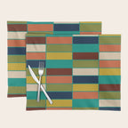 Mid Mod Blocks - Mid-century Modern Geometric Pattern in Mustard, Olive, Teal, and Orange Placemat Gallery Image 1