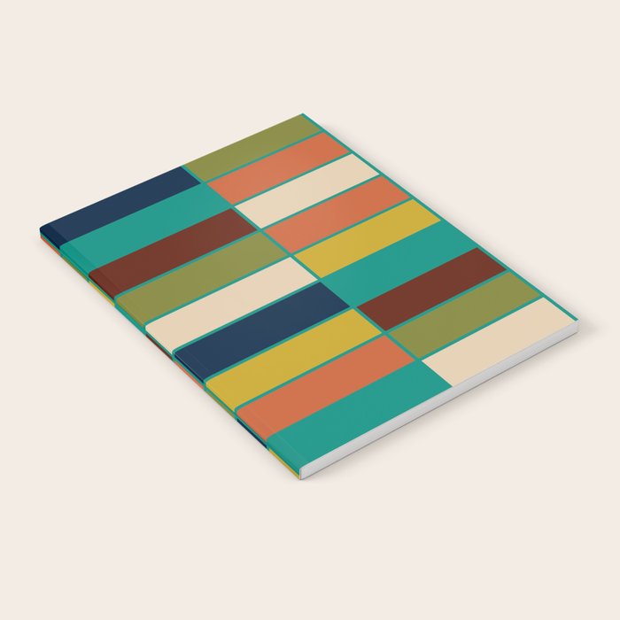 Mid Mod Blocks - Mid-century Modern Geometric Pattern in Mustard, Olive, Teal, and Orange Notebook Gallery Image 2