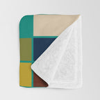 Mid Mod Blocks - Mid-century Modern Geometric Pattern in Mustard, Olive, Teal, and Orange Throw Blanket Gallery Image 3