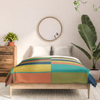 Mid Mod Blocks - Mid-century Modern Geometric Pattern in Mustard, Olive, Teal, and Orange Comforter Gallery Image 3