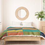 Mid Mod Blocks - Mid-century Modern Geometric Pattern in Mustard, Olive, Teal, and Orange Duvet Cover Gallery Image 3