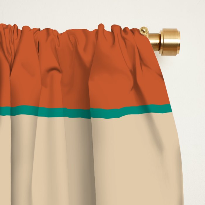 Mid Mod Blocks - Mid-century Modern Geometric Pattern in Mustard, Olive, Teal, and Orange Window Curtain Gallery Image 2