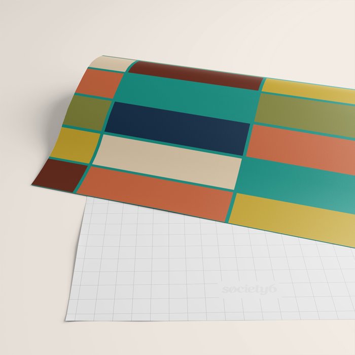 Mid Mod Blocks - Mid-century Modern Geometric Pattern in Mustard, Olive, Teal, and Orange Wrapping Paper Gallery Image 2