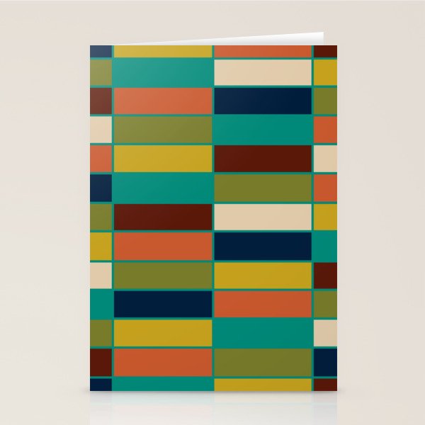 Mid Mod Blocks - Mid-century Modern Geometric Pattern in Mustard, Olive, Teal, and Orange Stationery Card Gallery Image 2