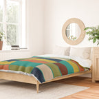Mid Mod Blocks - Mid-century Modern Geometric Pattern in Mustard, Olive, Teal, and Orange Duvet Cover Gallery Image 2