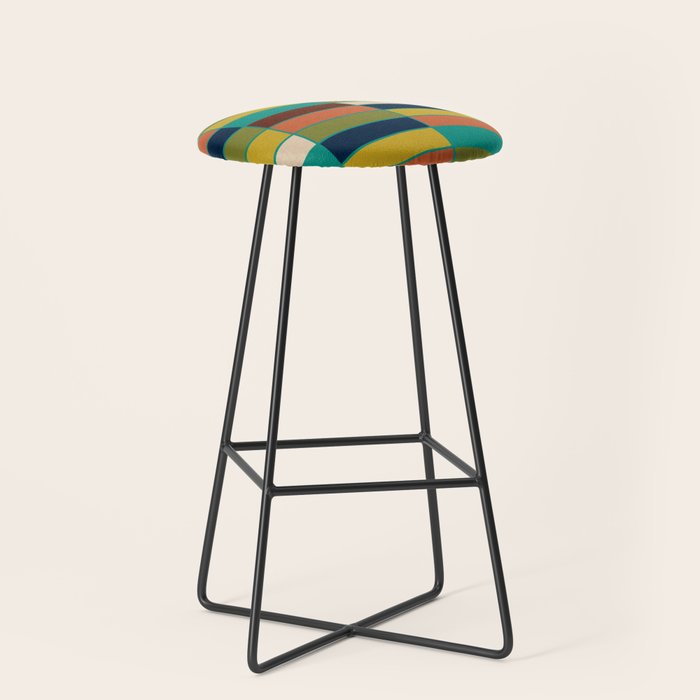 Mid Mod Blocks - Mid-century Modern Geometric Pattern in Mustard, Olive, Teal, and Orange Stool Gallery Image 1