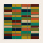 Mid Mod Blocks - Mid-century Modern Geometric Pattern in Mustard, Olive, Teal, and Orange Wood Wall Art Gallery Image 1