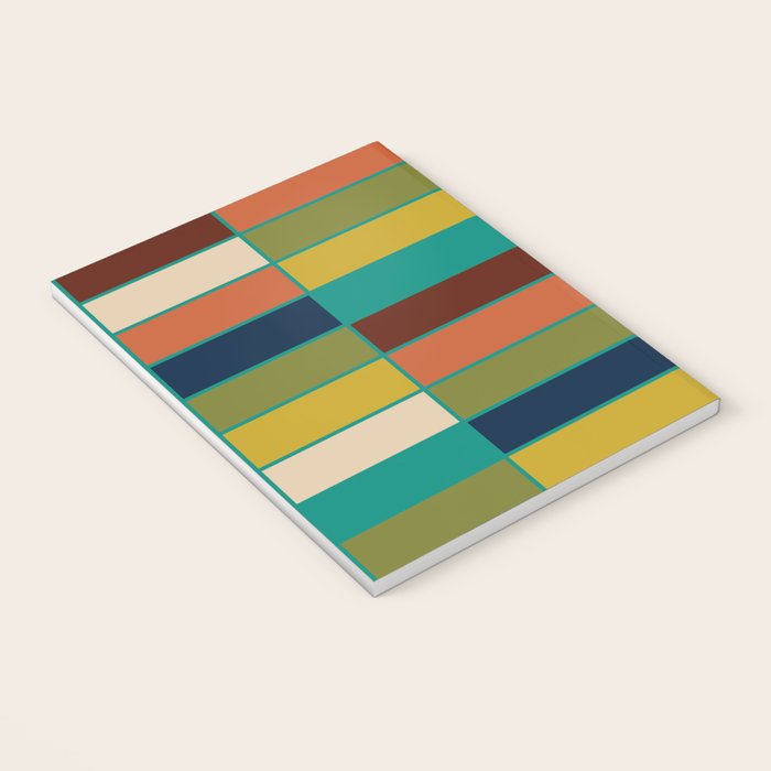 Mid Mod Blocks - Mid-century Modern Geometric Pattern in Mustard, Olive, Teal, and Orange Notebook Gallery Image 3