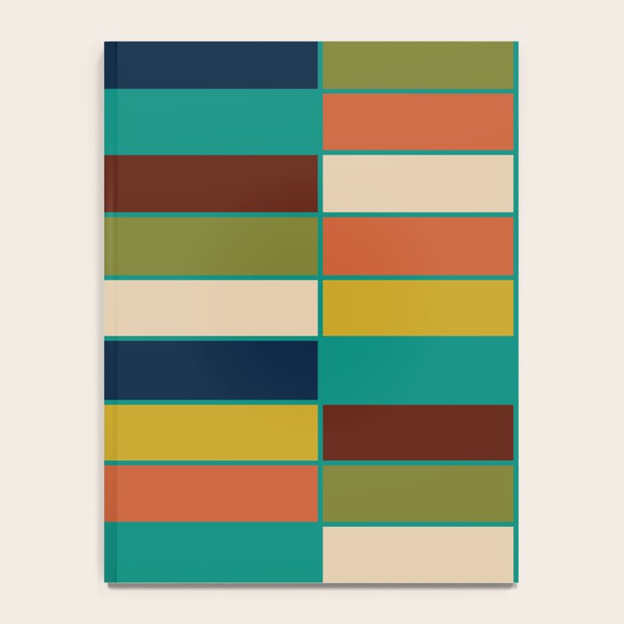 Mid Mod Blocks - Mid-century Modern Geometric Pattern in Mustard, Olive, Teal, and Orange Notebook Gallery Image 4