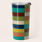 Mid Mod Blocks - Mid-century Modern Geometric Pattern in Mustard, Olive, Teal, and Orange Travel Mug Gallery Image 2