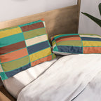 Mid Mod Blocks - Mid-century Modern Geometric Pattern in Mustard, Olive, Teal, and Orange Pillow Sham Gallery Image 2