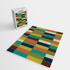 Mid Mod Blocks - Mid-century Modern Geometric Pattern in Mustard, Olive, Teal, and Orange Jigsaw Puzzle Gallery Image 2