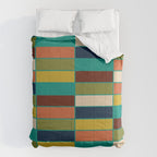Mid Mod Blocks - Mid-century Modern Geometric Pattern in Mustard, Olive, Teal, and Orange Comforter Gallery Image 6