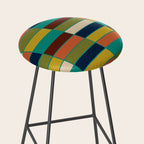 Mid Mod Blocks - Mid-century Modern Geometric Pattern in Mustard, Olive, Teal, and Orange Stool Gallery Image 2