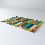 Mid Mod Blocks - Mid-century Modern Geometric Pattern in Mustard, Olive, Teal, and Orange Rug Gallery Image 3