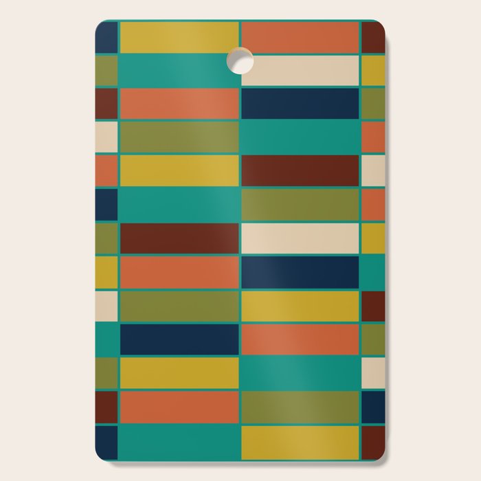 Mid Mod Blocks - Mid-century Modern Geometric Pattern in Mustard, Olive, Teal, and Orange Cutting Board Gallery Image 1