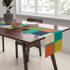 Mid Mod Blocks - Mid-century Modern Geometric Pattern in Mustard, Olive, Teal, and Orange Table Runner Gallery Image 2