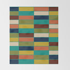Mid Mod Blocks - Mid-century Modern Geometric Pattern in Mustard, Olive, Teal, and Orange Throw Blanket Gallery Image 2