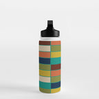 Mid Mod Blocks - Mid-century Modern Geometric Pattern in Mustard, Olive, Teal, and Orange Water Bottle Gallery Image 3