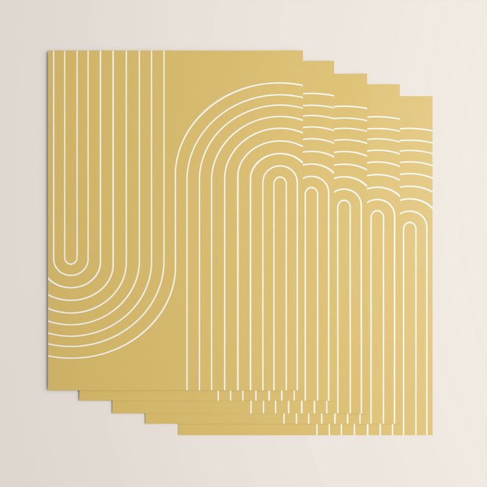 Minimal Line Curvature LXXIII Sunshine Yellow Mid Century Modern Arch Abstract Wrapping Paper Gallery Image 3