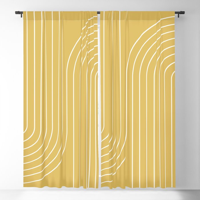 Minimal Line Curvature LXXIII Sunshine Yellow Mid Century Modern Arch Abstract Window Curtain Gallery Image 5