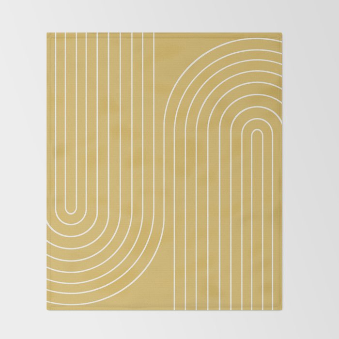 Minimal Line Curvature LXXIII Sunshine Yellow Mid Century Modern Arch Abstract Throw Blanket Gallery Image 2
