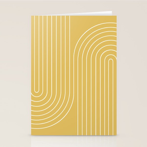 Minimal Line Curvature LXXIII Sunshine Yellow Mid Century Modern Arch Abstract Stationery Card Gallery Image 2