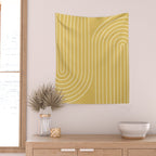 Minimal Line Curvature LXXIII Sunshine Yellow Mid Century Modern Arch Abstract Wall Tapestry Gallery Image 2