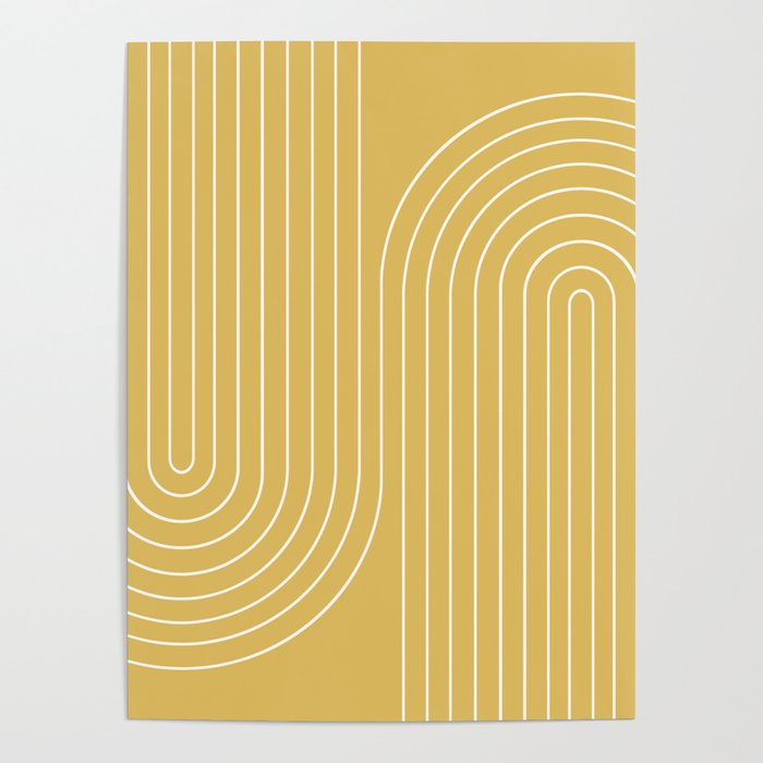 Minimal Line Curvature LXXIII Sunshine Yellow Mid Century Modern Arch Abstract Poster Gallery Image 4