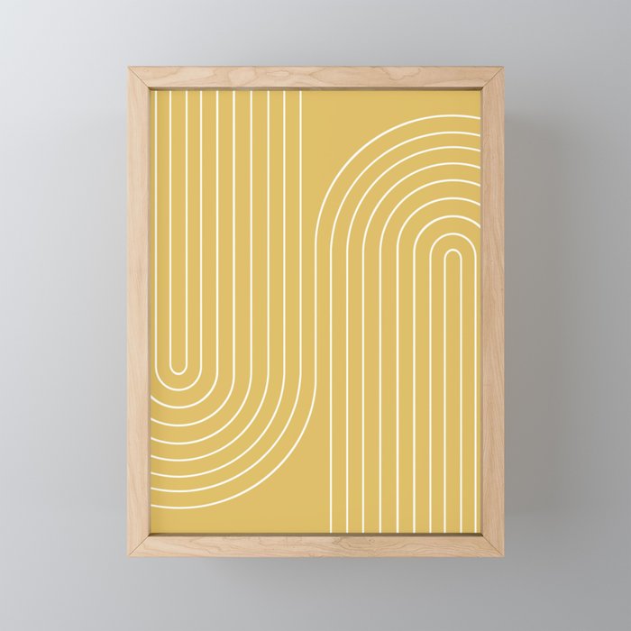 Minimal Line Curvature LXXIII Sunshine Yellow Mid Century Modern Arch Abstract Mini Art Print Gallery Image 1