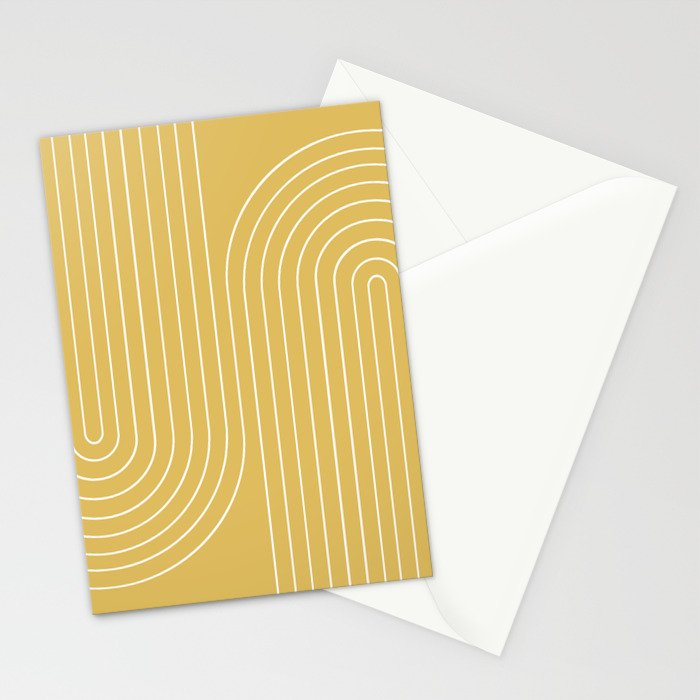 Minimal Line Curvature LXXIII Sunshine Yellow Mid Century Modern Arch Abstract Stationery Card Gallery Image 2