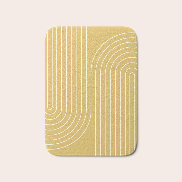 Minimal Line Curvature LXXIII Sunshine Yellow Mid Century Modern Arch Abstract Bath Mat Gallery Image 1