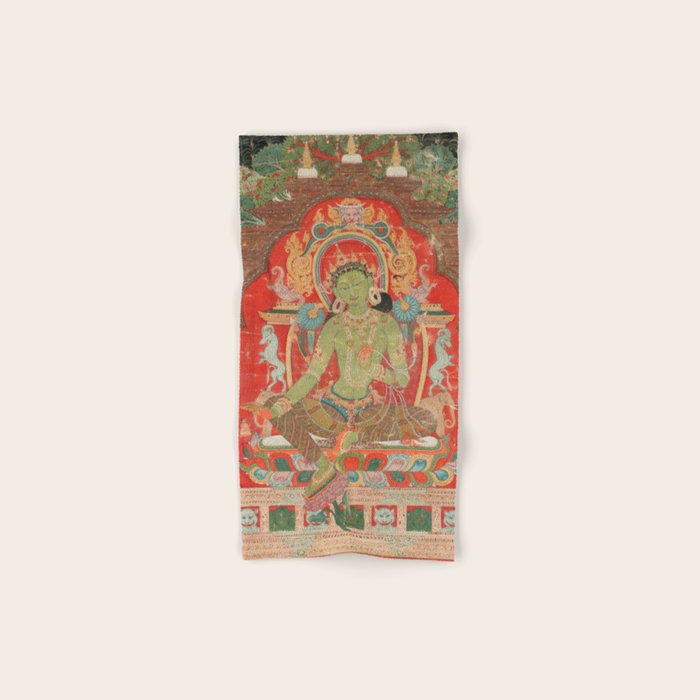 Green Tara 13th Century Tibetan Art Bath Towel Gallery Image 1