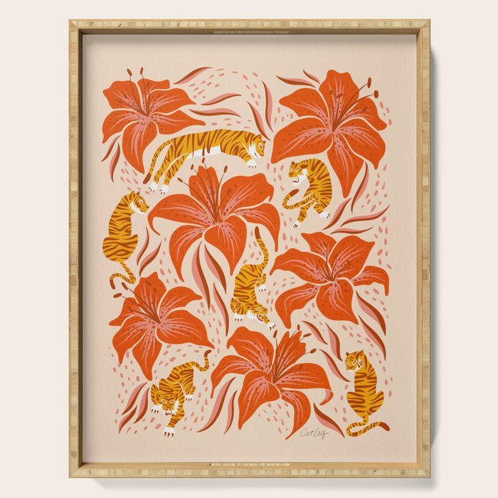 Tigers & Tiger Lilies - Retro Serving Tray Gallery Image 1