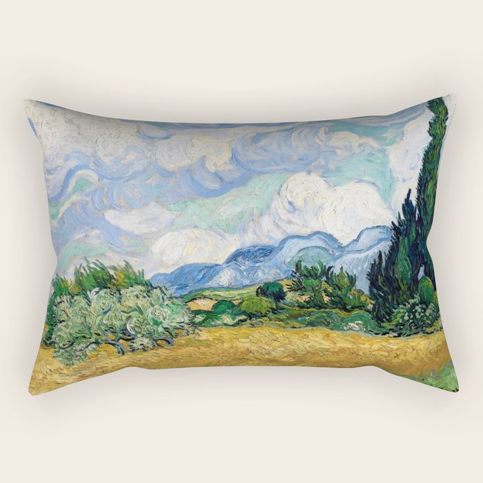 Wheat Field with Cypresses by Vincent van Gogh Rectangular Pillow Gallery Image 1